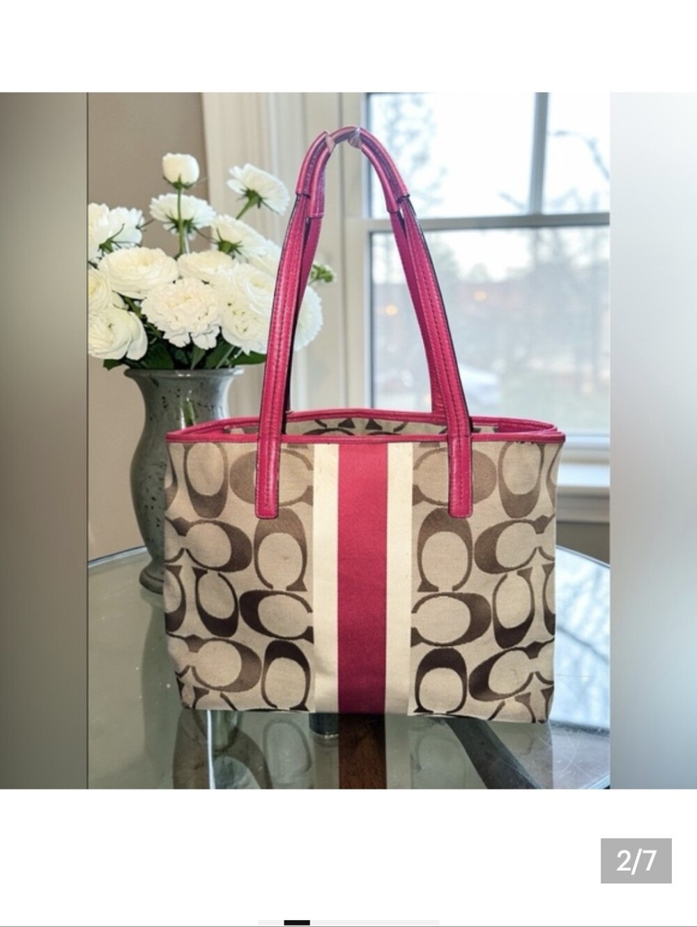 Coach Hamptons Weekend Signature Stripe Tote - Picture 2 of 7